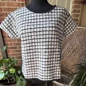 Madewell Brushed Wool Black/ White Windowpane Pullover Top